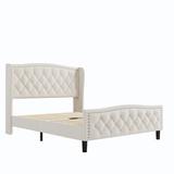 Winston Porter Paderna Upholstered Platform Storage Bed Wood in White/Brown | 47.2 H x 62.9 W x 82.6 D in | Wayfair