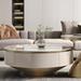 Orren Ellis Italian modern simple light luxury rock table round size combination w/ drawer Wood/Metal in Yellow | Wayfair