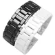 Bracelet de montre en céramique avec boucle papillon bracelet noir et blanc 14mm 15mm 16mm