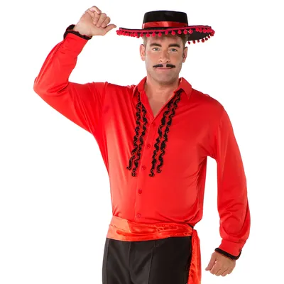 Hemd Rüschen für Herren, rot/schwarz Image