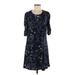 CeCe Casual Dress - Shift Scoop Neck Short sleeves: Blue Floral Dresses - Women's Size Large