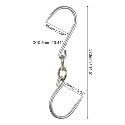 Swivel Meat Hooks, Galvanized Processing Butcher Hooks, 2 Pack - Silver Tone