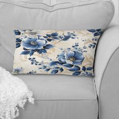 Designart "Cobalt Blue Cameo Trellis Victorian Pattern I" Floral Printed Throw Pillow