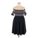 Torrid Casual Dress - A-Line Off The Shoulder Short sleeves: Black Chevron/Herringbone Dresses - Women's Size 3X Plus