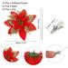 5.5" Artificial Flowers, 12 Pcs Shiny Fake Flower with Clips Stems, Gold Red - Gold Red