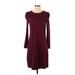 Old Navy Casual Dress - Sweater Dress: Burgundy Solid Dresses - Women's Size Small Tall