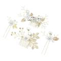 Wedding Hair Comb Set 4pcs Wedding Handmade Fashion Hair Comb Set Floral Bridal Headpiece Hair Accessories Rhinestone Wedding Dress Accessories (White)