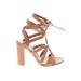 Gianvito Rossi Heels: Gladiator Chunky Heel Cocktail Party Tan Solid Shoes - Women's Size 37 - Open Toe