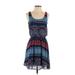 Xhilaration Casual Dress - Mini Scoop Neck Sleeveless: Blue Aztec or Tribal Print Dresses - Women's Size X-Small