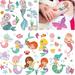 Temporary Tattoo for Kids 80pcs Fake Tattoos Pattern Waterproof Body Stickers Cute Tattoo Decorations Birthday Party Favor Supplies Decor for Boys Girls Children Toddler Teens 10 Sheets Mermaid