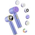 6 in 1 Face Brushes for Cleansing and Exfoliating Spin Facial Cleansing Brush with LED Display Electric Face Cleansing Brush Rechargeable Facial Cleansing Brush with 6 Heads (GrapeViolet)