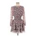 Lea & Viola Casual Dress - Mini Crew Neck 3/4 sleeves: Pink Floral Dresses - Women's Size X-Small