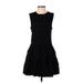 Zara Basic Casual Dress - A-Line Crew Neck Sleeveless: Black Solid Dresses - Women's Size Small