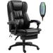 High Back Massage Office Chair With 6-Point Vibration 5 Modes Executive Chair PU Leather Swivel Chair With Reclining Back And Retractable Footrest Black