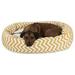 MajesticPet 52 in. Zig Zag Sherpa Donut Pet Bed - Yellow