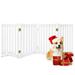 4 Panels 24 Freestanding Pet Gate Solid Wood Folding Safety Fence Wooden Dog Gate White