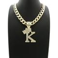 Dog Cat Gold Plated Alloy Cubic Zirconia Initial 16 ~ 30 Cuban Chain Necklace
