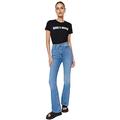 Trendyol Women's Damen Gerade Fackel Hohe Taille Jeans, Blue, 34