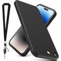 for iPhone SE Case 2022/iPhone SE Case 2020/iPhone 8 Case/iPhone 7 Case Thin Liquid Silicone Case with Lanyard Shockproof Slim Phone Case for iPhone SE / 7/8-Black 3-IP8g-01