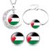 Palestine Flag Gold Jewellery Set Pendant Bracelet Earrings Unisex Palestinian W2Y5