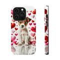 DistinctInk Tough Case for Apple iPhone 14 PRO (6.1 Screen) Compatible with MagSafe Charging - Valentine s Day Toy Fox Terrier Puppy