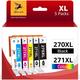 PGI-270XL CLI-271XL Ink Cartridges Compatible for Canon PGI-270XL CLI-271XL PGI 270 XL CLI 271 XL to use with MG6820 MG5720 MG7720 (1 PGBK 1B 1C 1M 1Y)