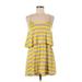 THML Casual Dress - A-Line Scoop Neck Sleeveless: Yellow Print Dresses - Women's Size X-Small