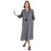 Plus Size Women's Halcion Lino Soleil Shirtdress by June+Vie in Grey Vertical Stripe (Size 14/16)