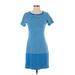 Tommy Bahama Casual Dress - Shift Crew Neck Short sleeves: Blue Stripes Dresses - Women's Size X-Small