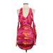 Shein Casual Dress - Bodycon V Neck Sleeveless: Red Dresses - Women's Size Small