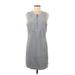 BCBGMAXAZRIA Casual Dress - Shift Crew Neck Sleeveless: Gray Solid Dresses - Women's Size Medium