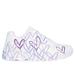 Skechers Girl's JGoldcrown: Uno Lite - Spread the Love Sneaker | Size 3.0 | White/Light Purple | Synthetic | Machine Washable