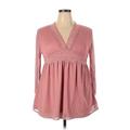 Suzanne Betro 3/4 Sleeve Blouse: Pink Tops - Women's Size 2X