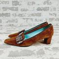 Coach Shoes | Coach Brown Suede Leather Slip On Buckle Detail Pointy Toe Old Money Heels A273 | Color: Brown | Size: 6.5