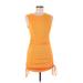 Shein Casual Dress - Bodycon Crew Neck Sleeveless: Orange Solid Dresses - Women's Size Small