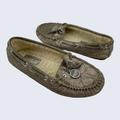 Coach Shoes | Coach Antonia Moc Pewter Glitter Fabric Sherpa Lined Moccasin Flat 6 | Color: Silver | Size: 6