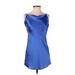 Zara Cocktail Dress - Mini Cowl Neck Sleeveless: Blue Print Dresses - Women's Size X-Small