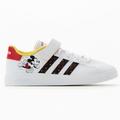 Adidas Shoes | Adidas Kids White Grand Court Mickey Mouse Sneakers (Sz 2) | Color: White/Yellow | Size: Unisex Size 2