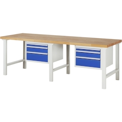 PROREGAL Werkbank Serie 7000 - Modell 7126 | HxBxT 84x250x90cm | 6x Schublade | Schubladenmaße 2x60 + 2x120 + 2x180mm Image