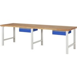 PROREGAL Werkbank Serie 7000 - Modell 7001 | HxBxT 79-114x300x90cm | 2x Schublade | Schubladenmaße 2x150mm | Lichtgrau | Arbeitstisch Werktisch Image