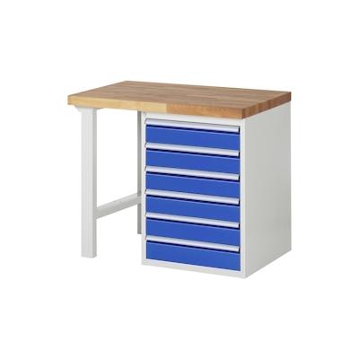 PROREGAL Werkbank Serie 7000 - Modell 7516 | HxBxT 89x100x70cm | 6x Schublade | Schubladenmaße 6x120mm | Lichtgrau | Arbeitstisch Werktisch Image