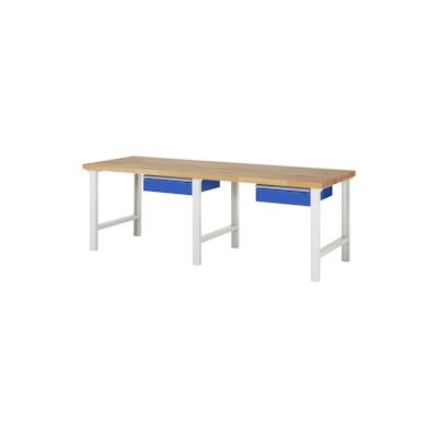 PROREGAL Werkbank Serie 7000 - Modell 7001 | HxBxT 84x250x90cm | 2x Schublade | Schubladenmaße 2x150mm | Lichtgrau | Arbeitstisch Werktisch Image