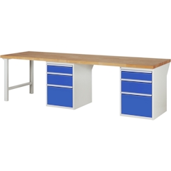 PROREGAL Werkbank Serie 7000 - Modell 7508 | HxBxT 84x300x90cm | 6x Schublade | Schubladenmaße 2x150 + 2x210 + 2x360mm Image