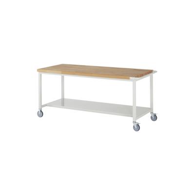PROREGAL Fahrbare Werkbank 8000 - Modell 8000 | HxBxT 88x200x90cm | mit Ablageboden | Lichtgrau | Arbeitstisch Werktisch Image
