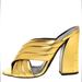 Gucci Shoes | Gucci Sylvia Gold Metallic Cross Strap Block Heel Sandal Size 38 | Color: Gold | Size: 8