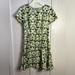 J. Crew Dresses | Jcrew Short Sleeved Neon Yellow/Gray/Green Flowered Pattern. | Color: Green/White | Size: 4