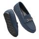 COOL COSER C Women's Wide Loafers Casual Slip on Flat Shoes Women's Comfort Penny Loafers with Arch Support Women Dressy Moccasins, Blue, 7.5 Wide