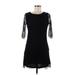 Moon Collection Casual Dress - Mini Crew Neck 3/4 sleeves: Black Solid Dresses - Women's Size Medium