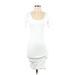 James Perse Casual Dress - Bodycon Scoop Neck Short sleeves: White Print Dresses - Women's Size Small