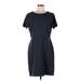 Ann Taylor LOFT Casual Dress - Sheath Crew Neck Short sleeves: Blue Print Dresses - Women's Size 8